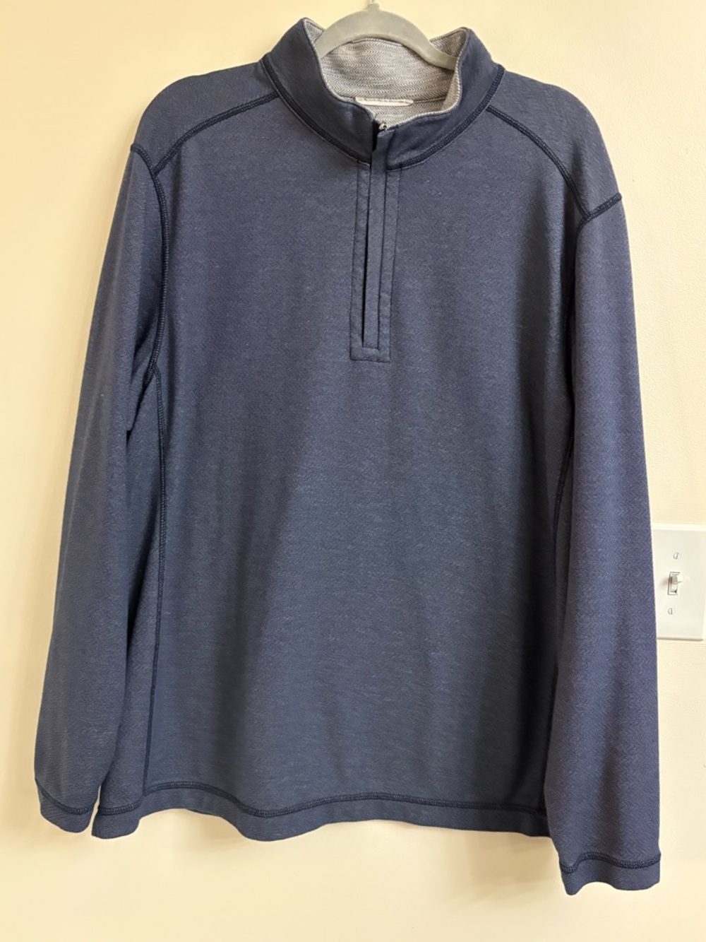 Tommy Bahama Quarter Zip Reversible Sweatshirt Blue Quarter-Zip Pullover Sweater